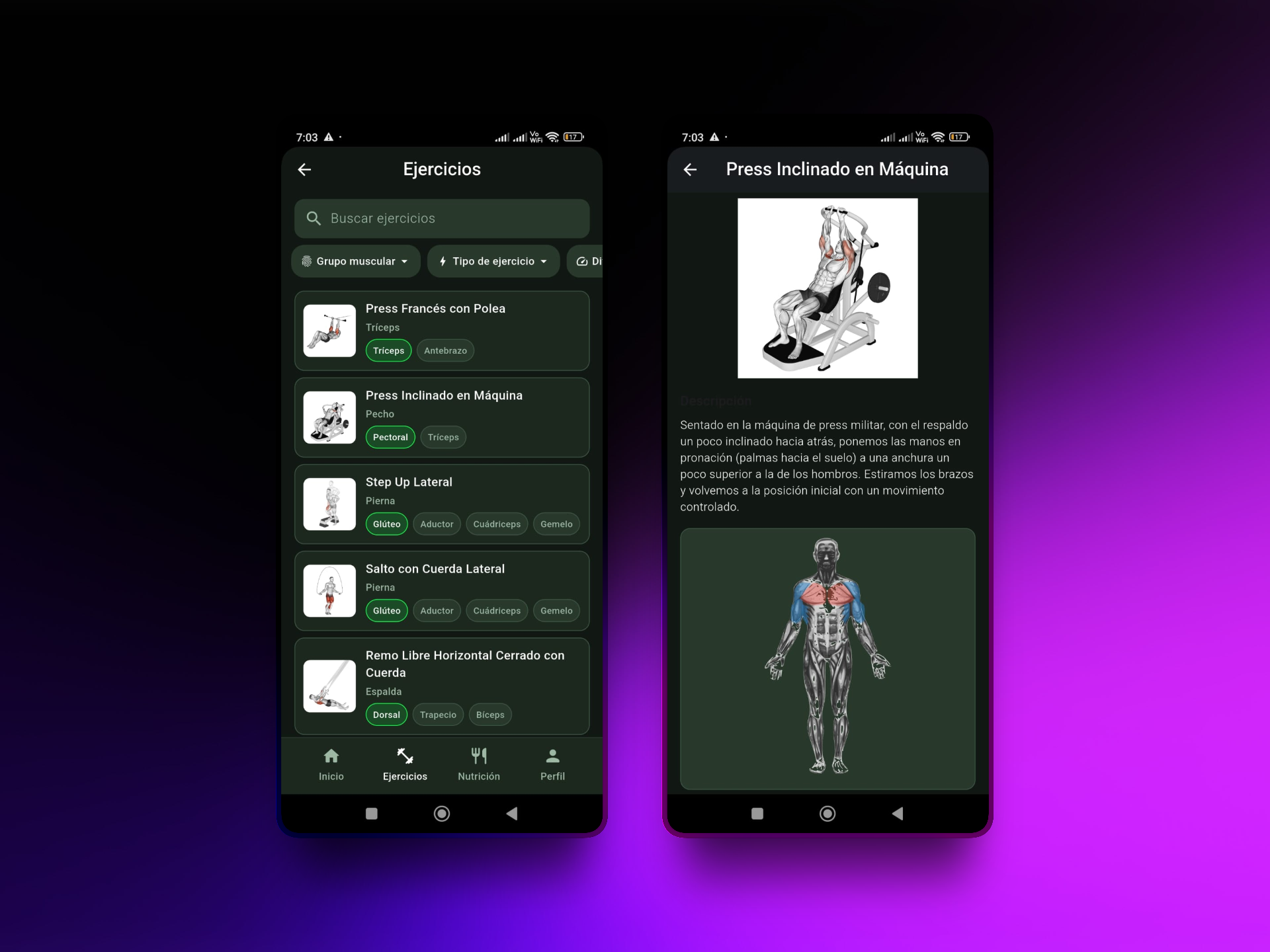 Entrena Inteligente - Biblioteca de ejercicios