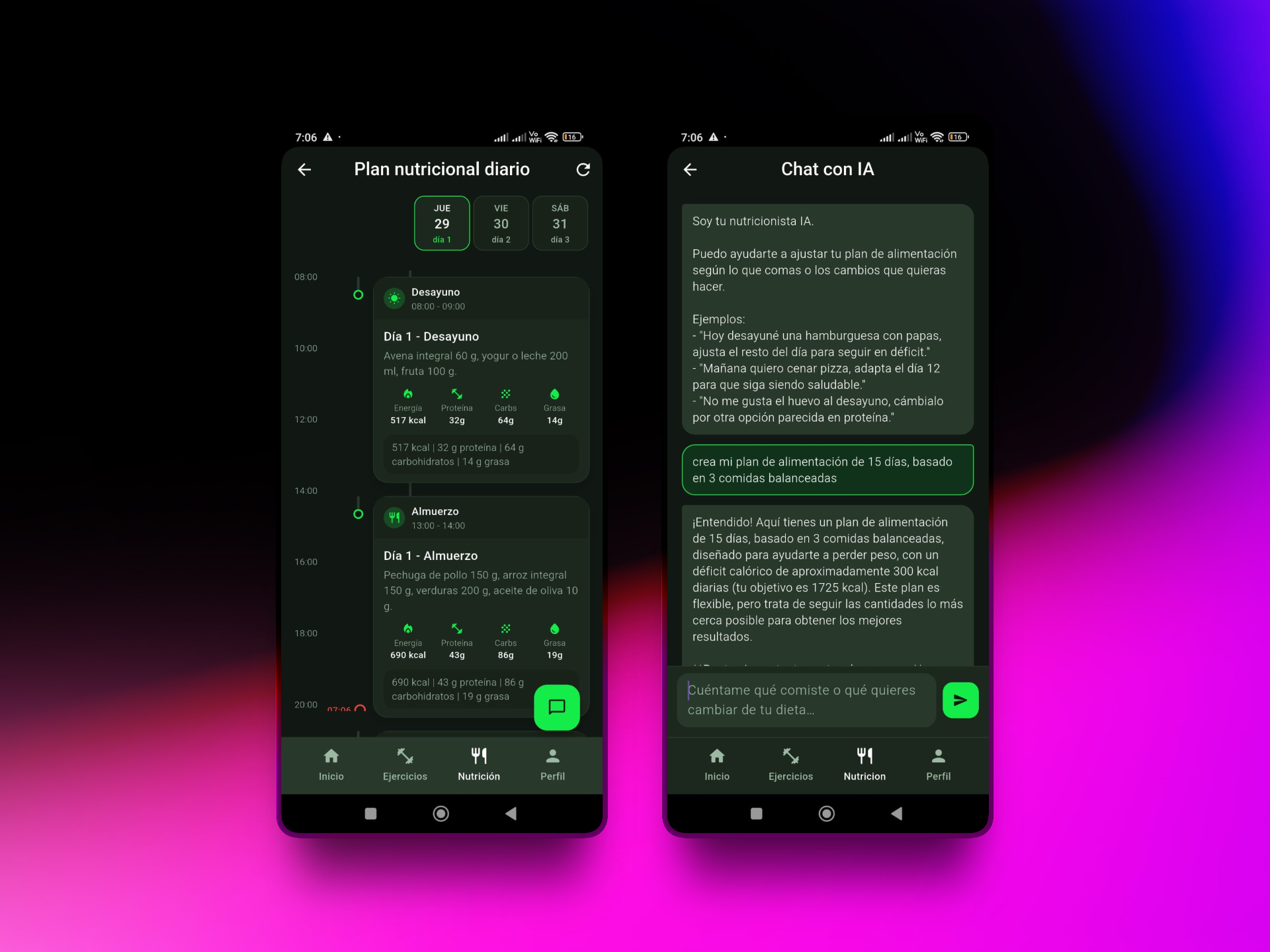 Entrena Inteligente - Plan nutricional y tracking
